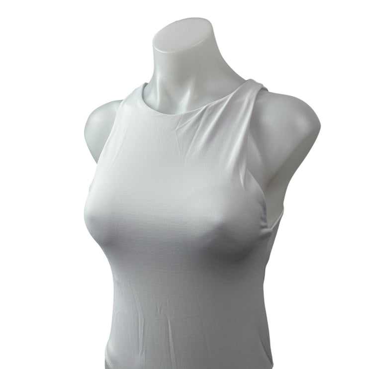 Zara Women's White High Neck Sleeveless Tank Camisole Cami Bodysuit Top Size M