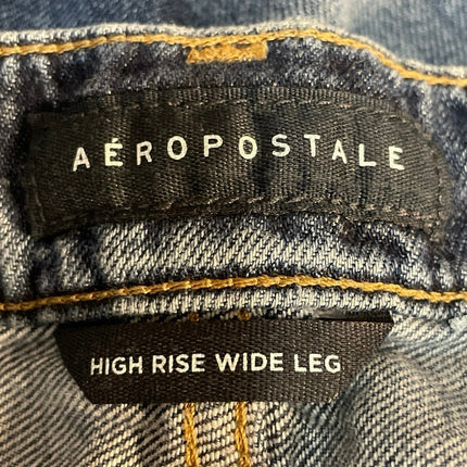 Aeropostale Women's Blue High Rise Palazzo Wide Leg Baggy Denim Jeans Size 8