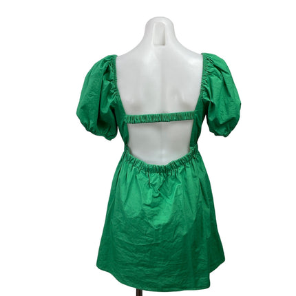 Le Lis Green Short Puff Sleeve Cutout Open Back Fit & Flare Mini Dress Size S