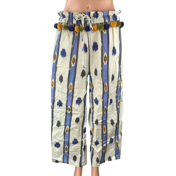 Anthropologie x Ollari Pom Pom Women's Boho Palazzo Wide Leg Trousers Pants Sz S