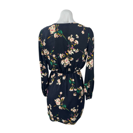Honey Punch Women's Multicolor Floral V Neck Long Sleeve Mini Wrap Dress Sz S/M