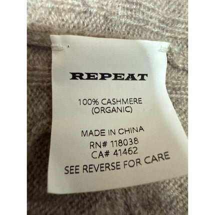 Repeat 100% Cashmere Tan Cable Knit Open Front Long Sleeve Cardigan Sweater XXS