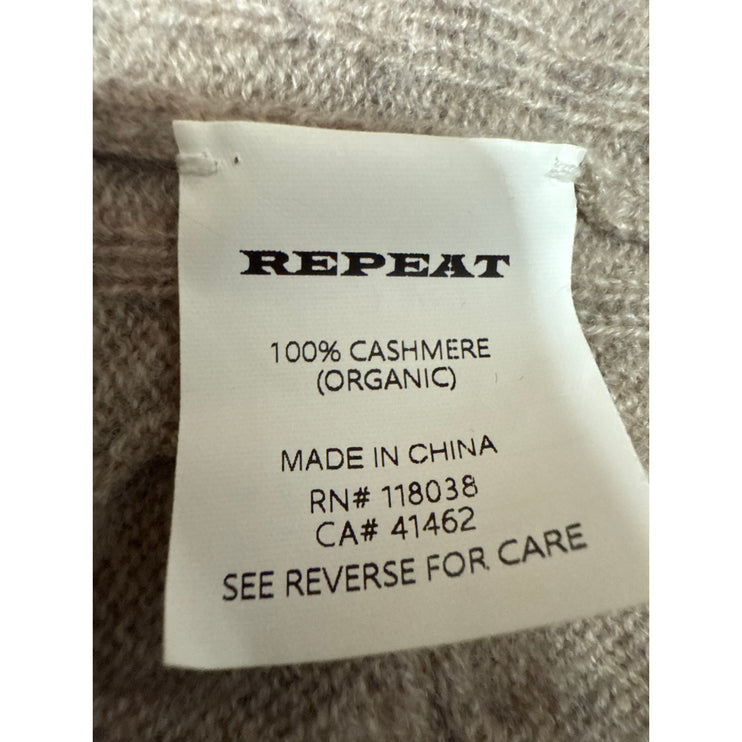 Repeat 100% Cashmere Tan Cable Knit Open Front Long Sleeve Cardigan Sweater XXS