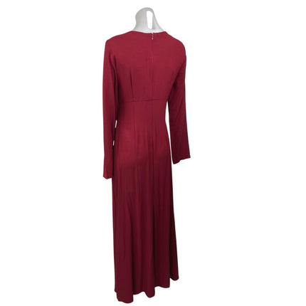 Staud Lido Womens Red Double Bow Cut Out Long Sleeve Maxi A-Line Gown Dress Sz 8
