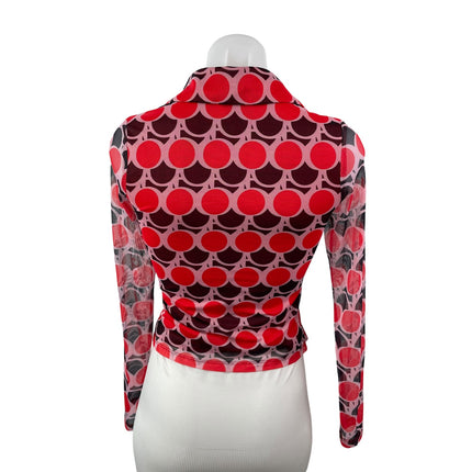 Princess Polly Women's Red Geometric Long Sleeve Button Down Shirt Blouse Top 4