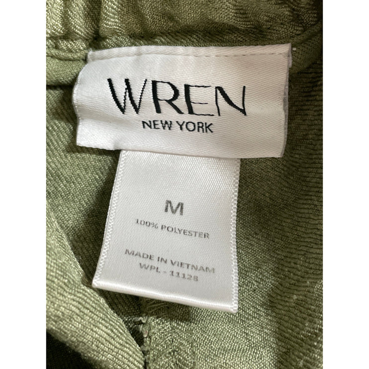 Wren Women's Green High Waisted Pleated Wide Leg Baggy Trousers Pants Size M