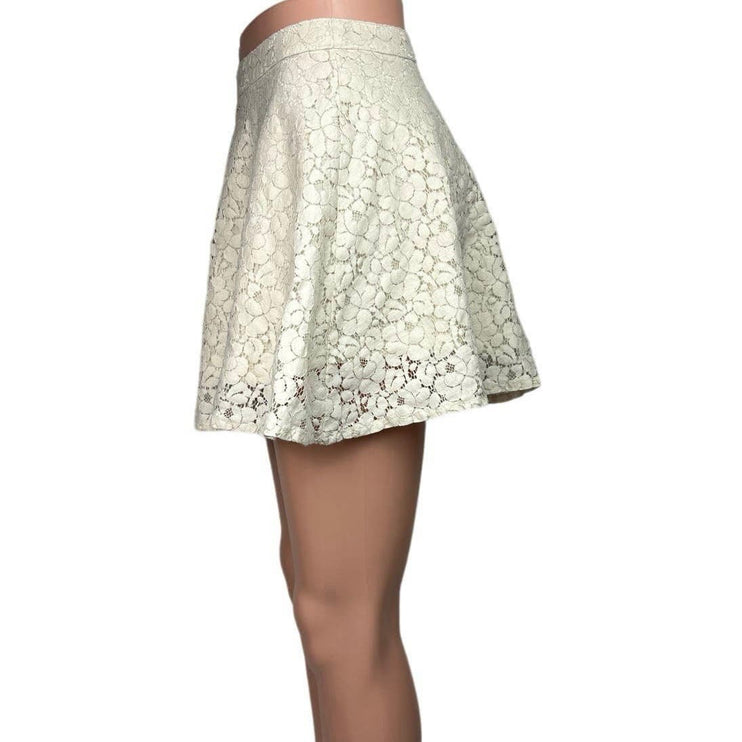 Topshop White Cream Floral Lace Fit & Flare Skater A-Line Casual Mini Skirt 2P