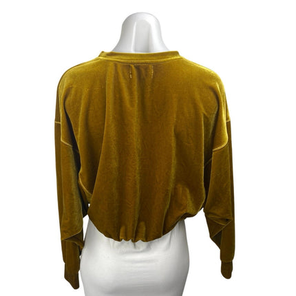 Urban Outfitters Women's Gold Velvet Velour Long Sleeve Cropped Sweatshirt XS