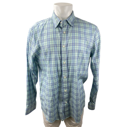 Faherty Mens Blue Plaid Long Sleeve Flannel Career Button Down Shirt Top Size XL
