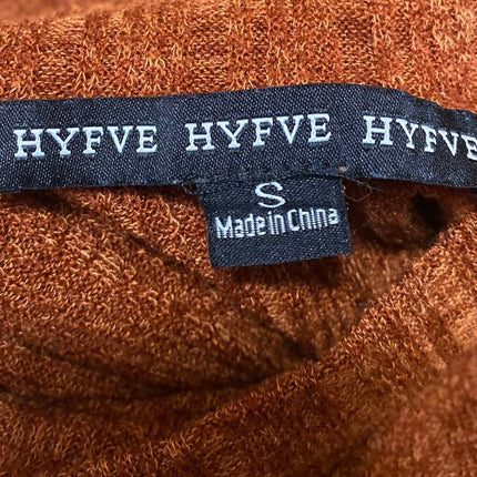 Hyfve Rust Brown Turtleneck Long Balloon Sleeve Knit Cropped Sweater Top Size S