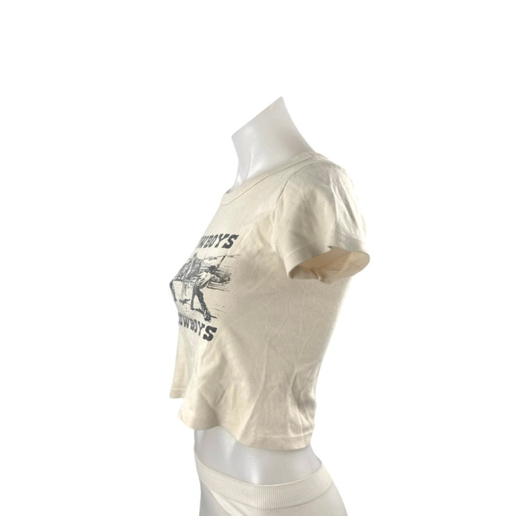 Brandy Melville Ashlyn Cowboys Graphic Short Sleeve Crop Basic Tee T-Shirt Top S