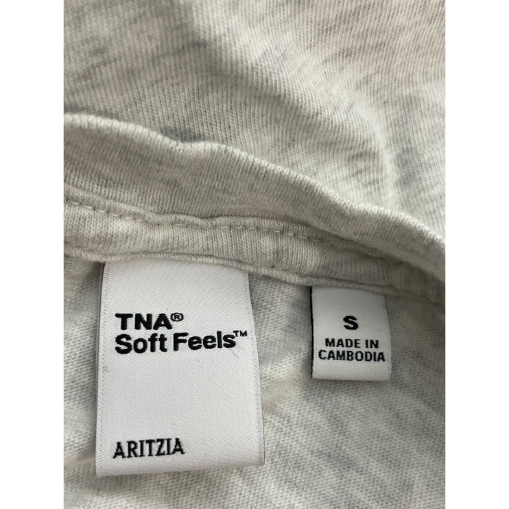 Aritzia TNA Soft Feels Gray Crew Neck Short Sleeve Crop Boxy Tee T-Shirt Top S