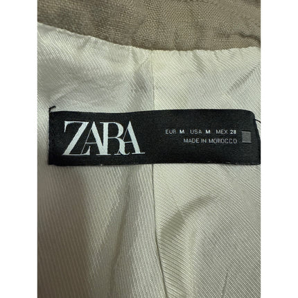 Zara Women's Beige Striped Long Sleeve Open Blazer Coat Suit Jacket Size M