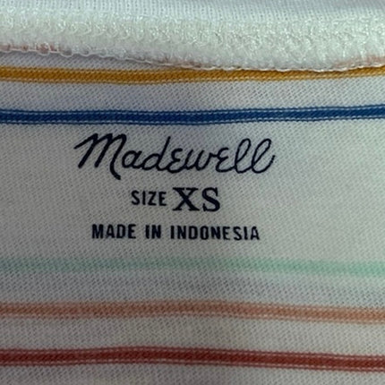 Madewell White Multicolor Striped Knit Short Sleeve Pullover Tee T-Shirt Top XS