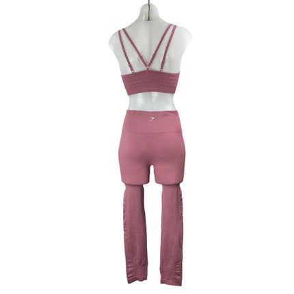 Gymshark Womens Mauve Pink Activewear Seamless Sports Bra & Legging Pants Sets S