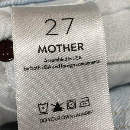 Mother Women's Blue Light Wash Raw Hem Cut Off Mini Denim Jean Skirt Size 27