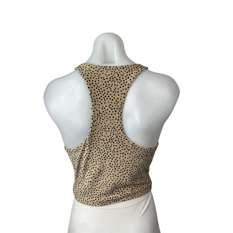Abercrombie & Fitch Tan Black Animal Print Racerback Cropped Tank Top Size M