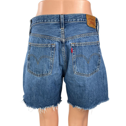 Levi's Women's Blue High Waisted Frayed Raw Hem Cut Off Denim Jean Shorts Size S
