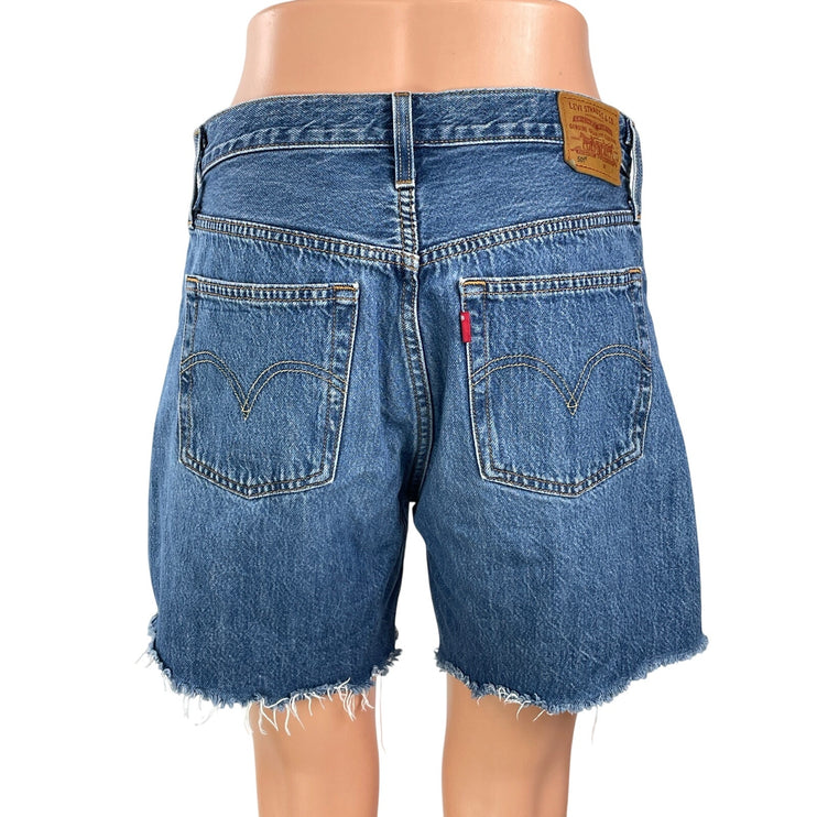 Levi's Women's Blue High Waisted Frayed Raw Hem Cut Off Denim Jean Shorts Size S