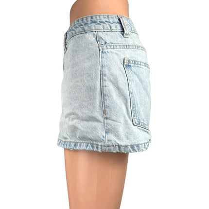 Zara Women's Blue Light Wash High Waist Mini Boyfriend Denim Jeans Shorts Size 8