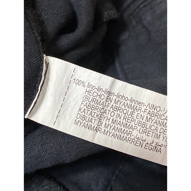 Zara Women's Black Linen High Waisted Tapered Ankle Jogger Trousers Pants Size L