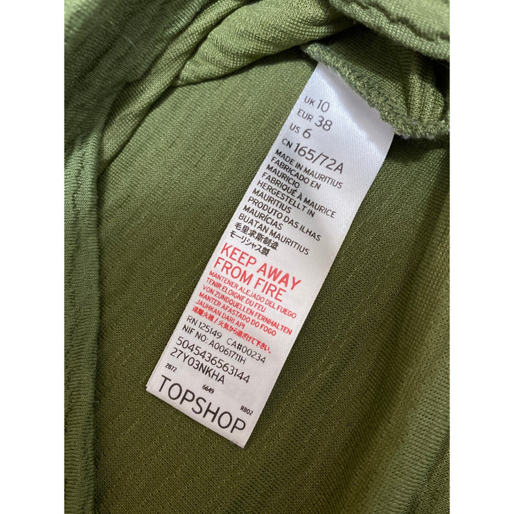 Topshop Women's Green Textured High Rise Mini Straight Pencil Bodycon Skirt Sz 6