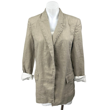 Zara Women's Beige Striped Long Sleeve Open Blazer Coat Suit Jacket Size M