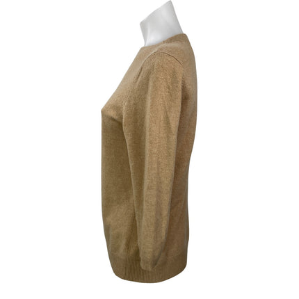 Talbots Pure Cashmere Womens Brown 3/4 Sleeves Crew Neck Pullover Sweater Top M