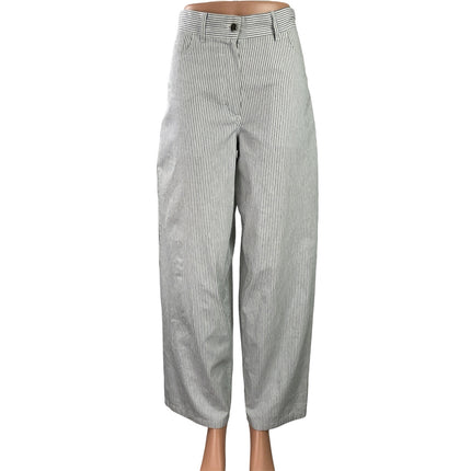 The Frankie Shop Women's White Striped High Rise Barrel Baggy Trousers Pants S