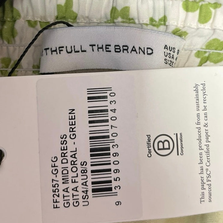 NEW Faithfull The Brand Gita Green Floral Sleeveless Smocked Maxi Midi Dress 4
