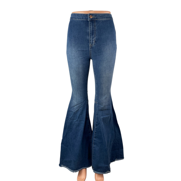 Free People We The Free Blue High Rise Flared Bootcut Bell Bottom Denim Jeans XS