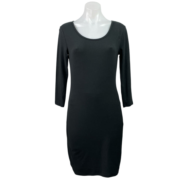 Say What? Black Scoop Neck Long Sleeve Stretch Mini Bodycon Sweater Dress Size M