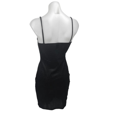 Windsor Black Velvet Velour Sleeveless Cami Square Neck Mini Bodycon Dress Sz S