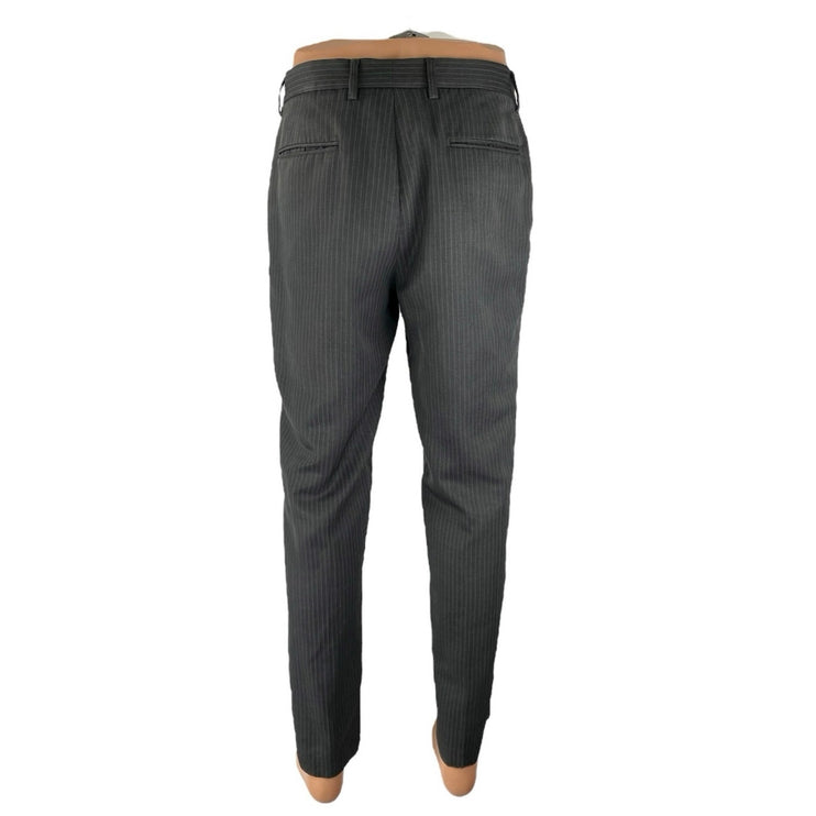 Perry Ellis Men's Gray Pinstriped Mid Rise Straight Trousers Dress Pants 32/32