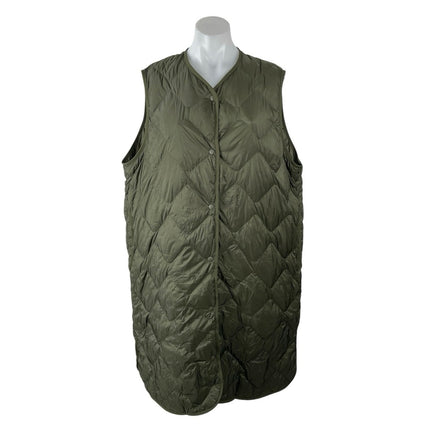 Uniqlo Ultra Light Down Green Quilted Sleeveless Long Tank Sweater Vest Top Sz L