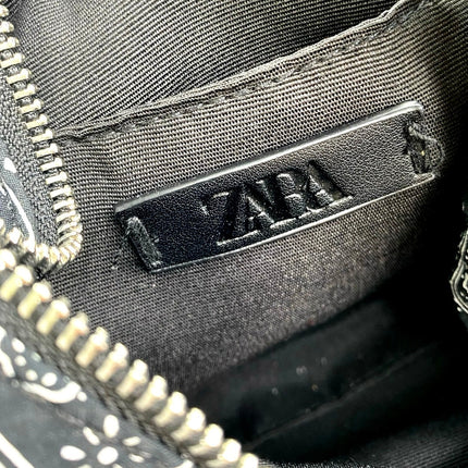 Zara Women's Black Paisley Bandana Print Hobo Boho Y2k Shoulder Handbag OS