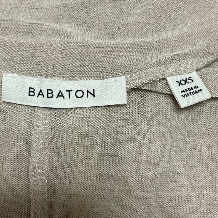 Aritzia Babaton Beige Wool V Neck Long Sleeve Henley T Shirt Tee Top Size XXS