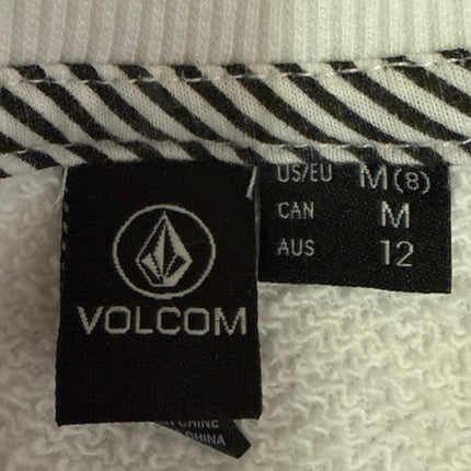 Volcom Stone Women's White Red Graphic Print Short Sleeve Crop T Shirt Tee Top M