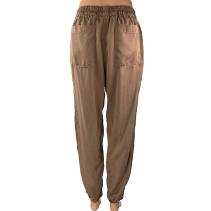 Love Tree Women's Brown High Rise Drawstring Tapered Trousers Pants Size M