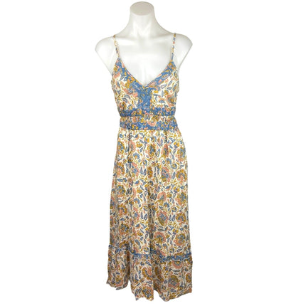 Sincerely Jules Multicolor Floral Smocked Spaghetti Strap Midi Summer Dress Sz M