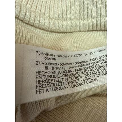 Zara Cream Ribbed Knit Sleeveless V-Neck Cami Camisole Tank Crop Top Size S