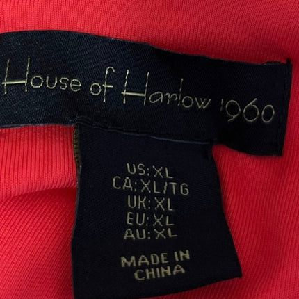House of Harlow 1960 Red Orange Ribbed Sleeveless V-neck Thong Bodysuit Top XL