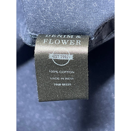 Denim & Flower Men's Gray Blue Floral Short Sleeve Button Down Shirt Top Size M