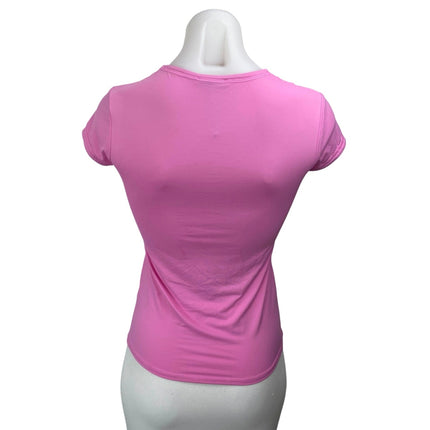 Zara Women Pink Short Sleeve Crew Neck Slim Stretch Basic T Shirt Tee Top Size M