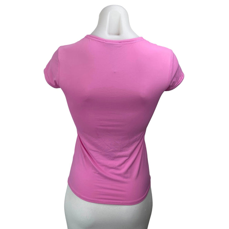 Zara Women Pink Short Sleeve Crew Neck Slim Stretch Basic T Shirt Tee Top Size M