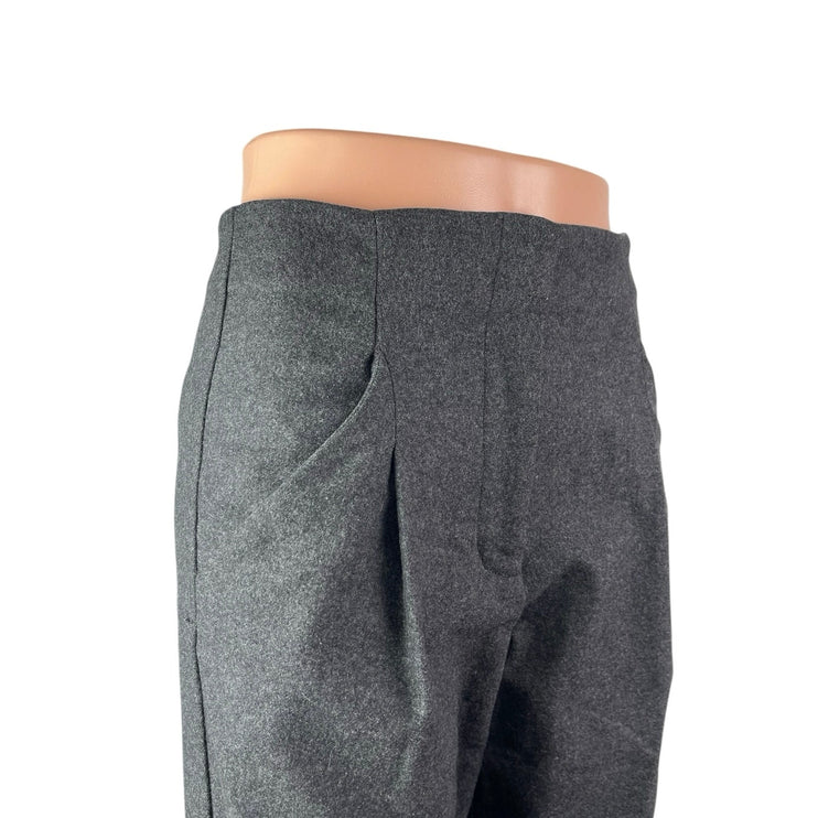 Aritzia Wilfred Gray Wool Cashmere Pleated High Waist Straight Trousers Pants 0
