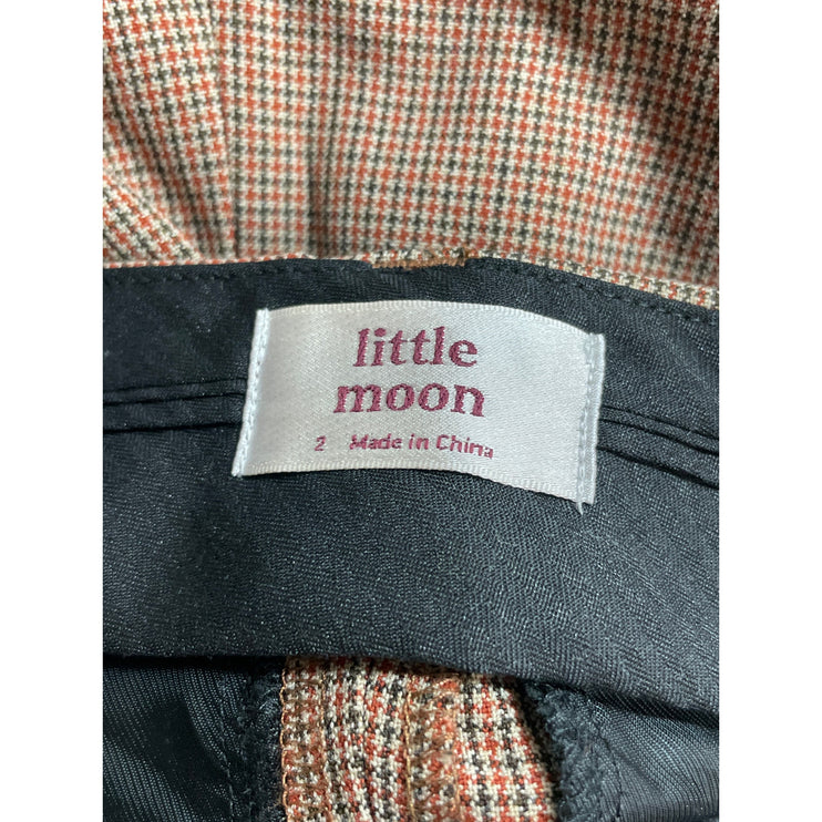 Little Moon Women's Check Plaid Pleated High Rise Tapered Trousers Dress Pants 2