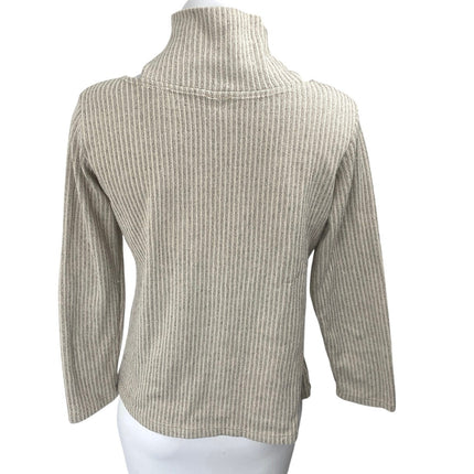 Clara Sun Woo Women's Beige Long Sleeve V Neck Turtleneck Sweater Top Size S