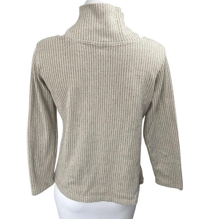 Clara Sun Woo Women's Beige Long Sleeve V Neck Turtleneck Sweater Top Size S