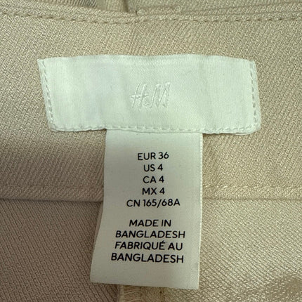 H&M Women's Beige High Waisted Loose Fit Straight Trouser Dress Pants Size 4